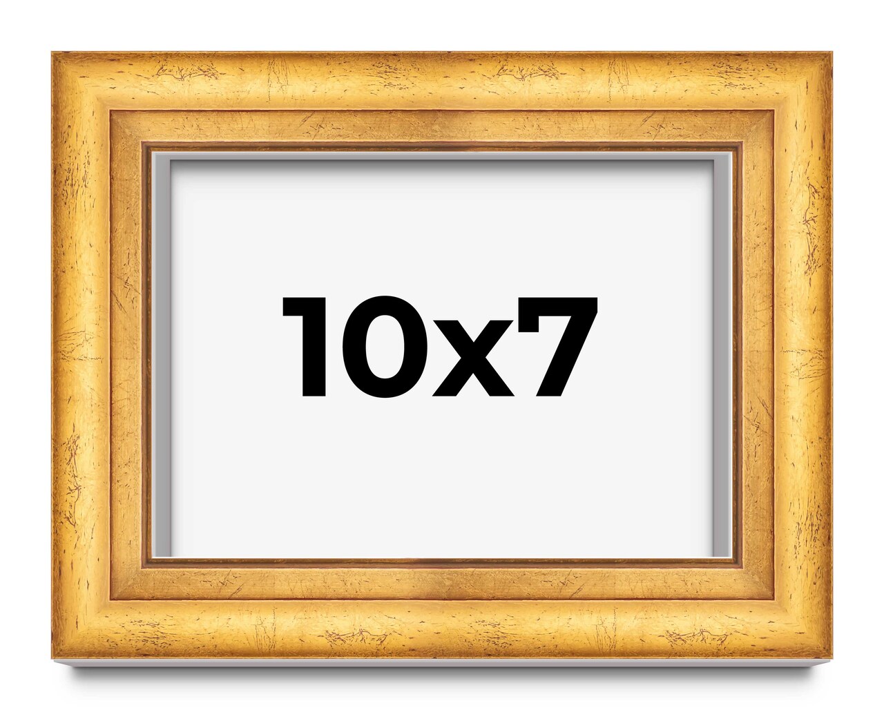 10x7 Shadow Box 1.75" Deep Gold Picture Frame - UV Acrylic, Foam Board Backing, Hanging Hardware